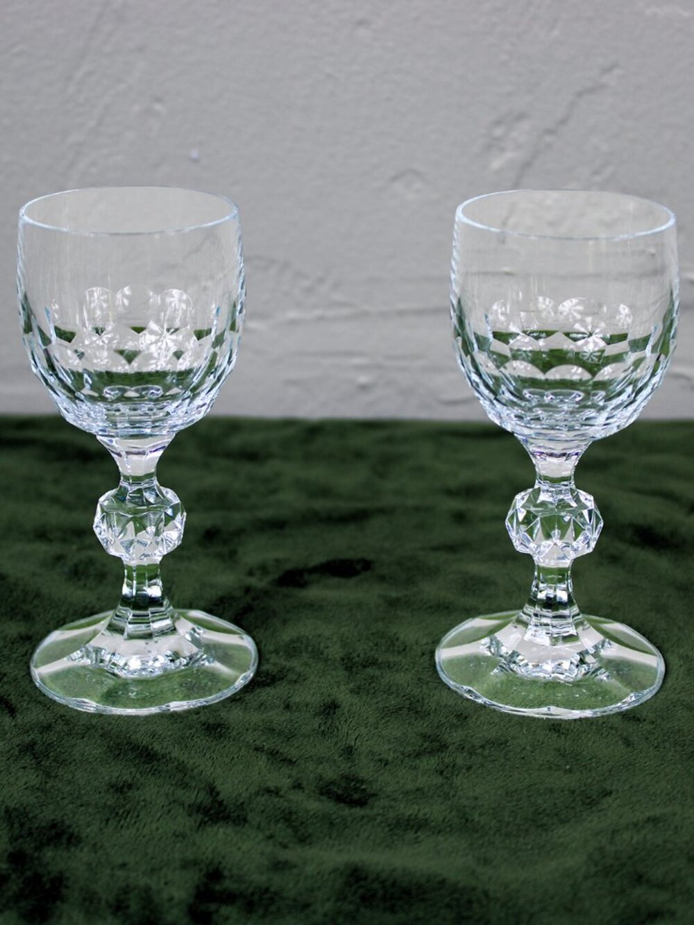 Vintage Set of 2 Bohemia Crystal Derby Cordial Shot Glasses Stemmed